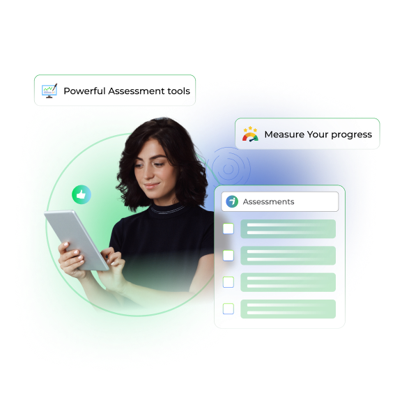 Student taking comprehensive digital assessment